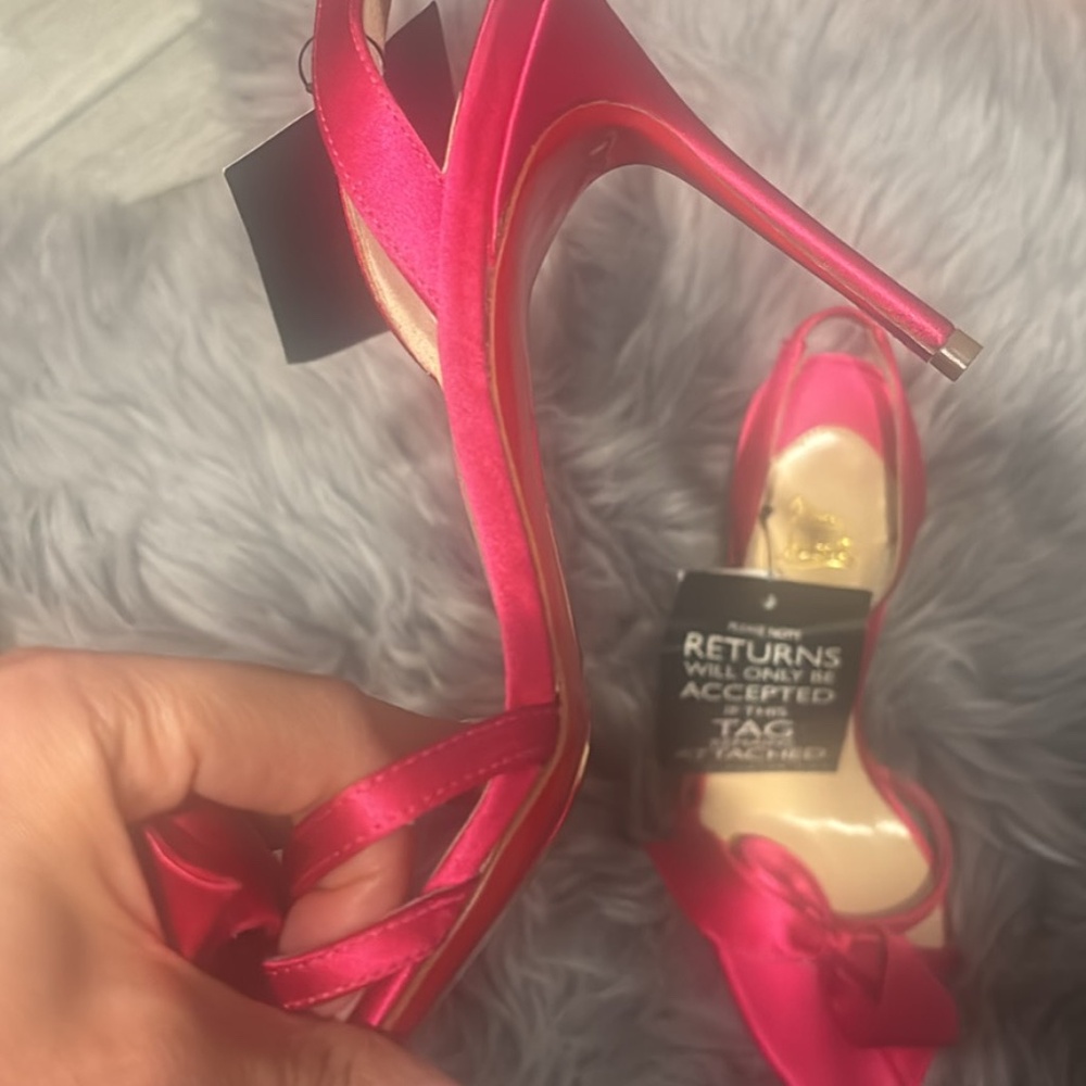 Christian Louboutin Hot Pink Satin Stiletto Heels